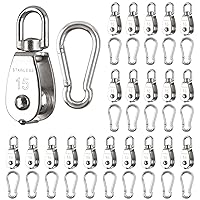 Vista 9 de Bloque de polea individual, SHITIME 304 Polea de grúa de acero inoxidable, polea colgante de cuerda de alambre, con gancho de resorte., Plateado