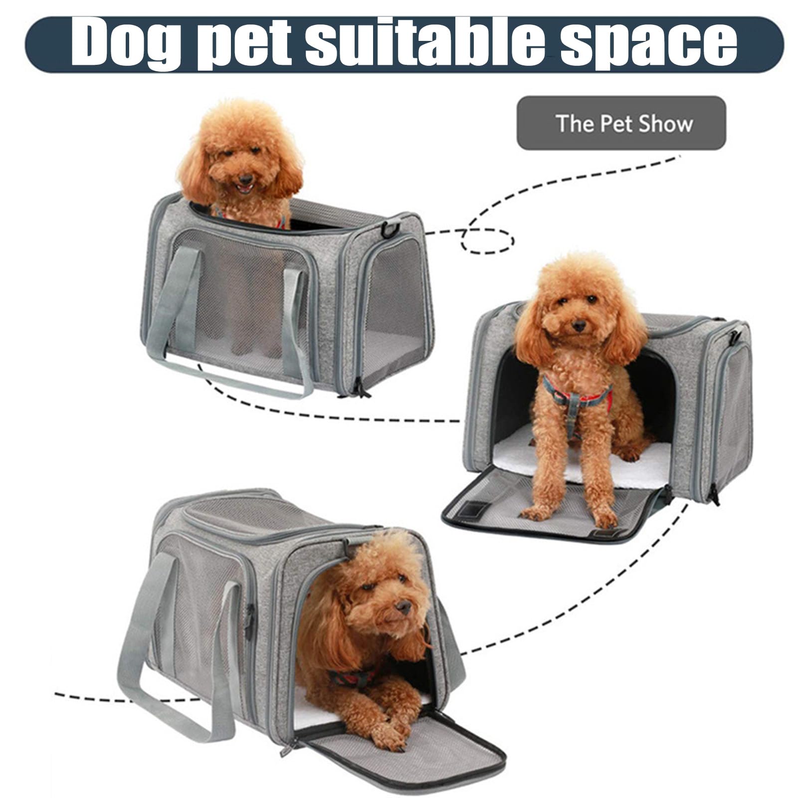 Trasportino Per Cani E Gatti Pieghevole - Comodo, Traspirante E Portatile Per Viaggi E Veterinario - Foto 10