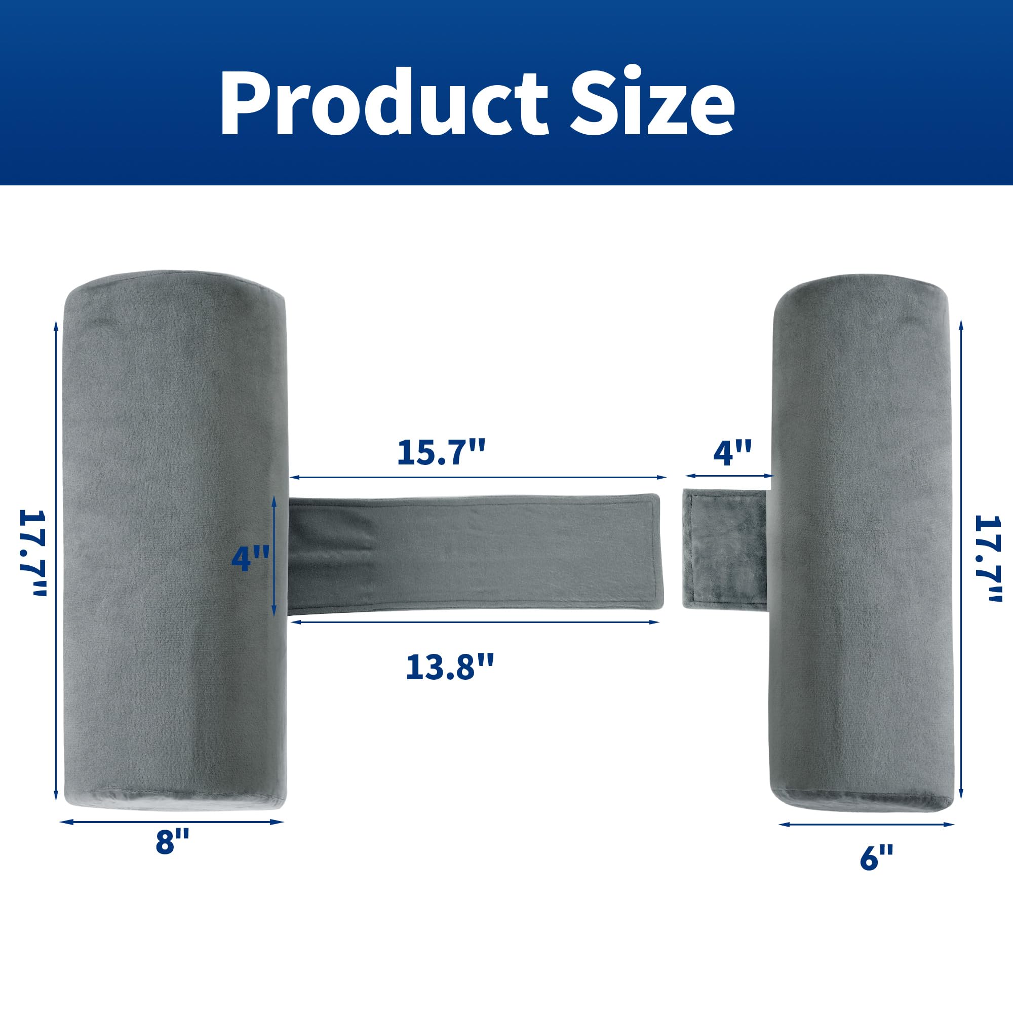 BALAPET Coussin de Corps pour dormeur sur Le côté et Le Dos, Coussin cylindrique pour Mieux Dormir et Respirer (Gris, Grande Taille)