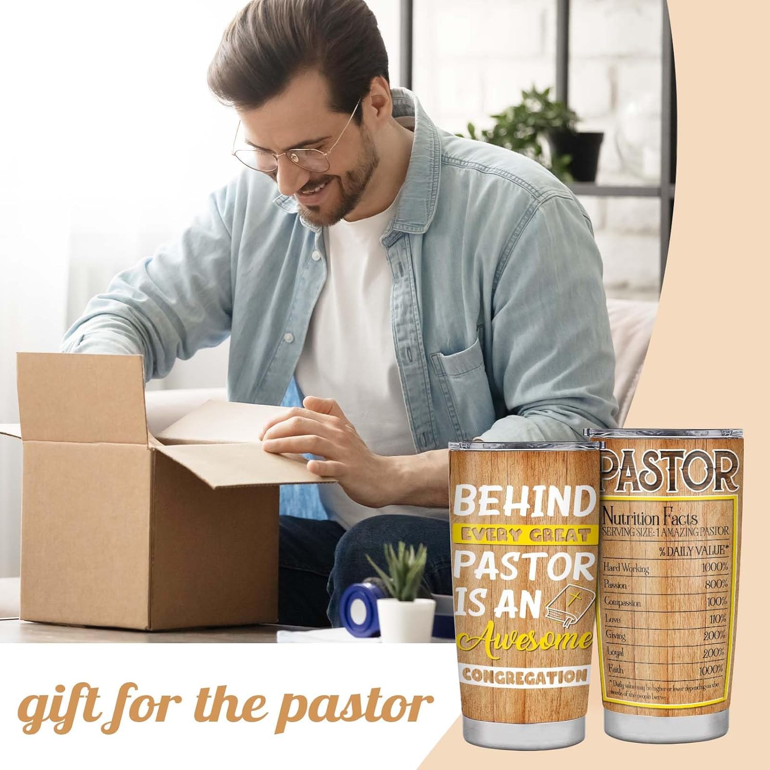 Pastor Appreciation 20oz Stainless Steel Tumbler - Thank You Gift for Men and Women - Christian Christmas Ideas for Pastor Appreciation Day - Image 2