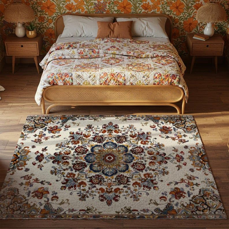 Tapis antidérapant sécurité enfant et animaux style bohème chic