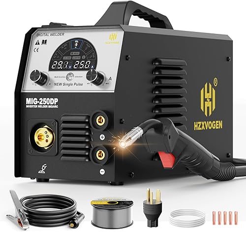 Miniatura 33 de H HZXVOGEN Soldador MIG, combo de soldador de plasma de 200 A, 7 en 1 de gas MIG/flujo sin gas núcleo MIG/pulso MIG/HF TIG/palo/corte/punto, máquina