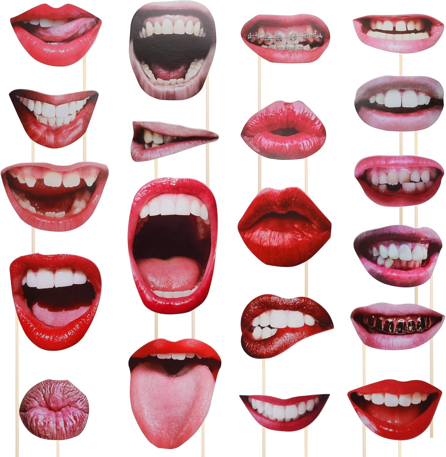 20Pcs Party Photo Booth Props,Fun Lips Mouth Photobooth Props Handheld Party Selfie Photo Props