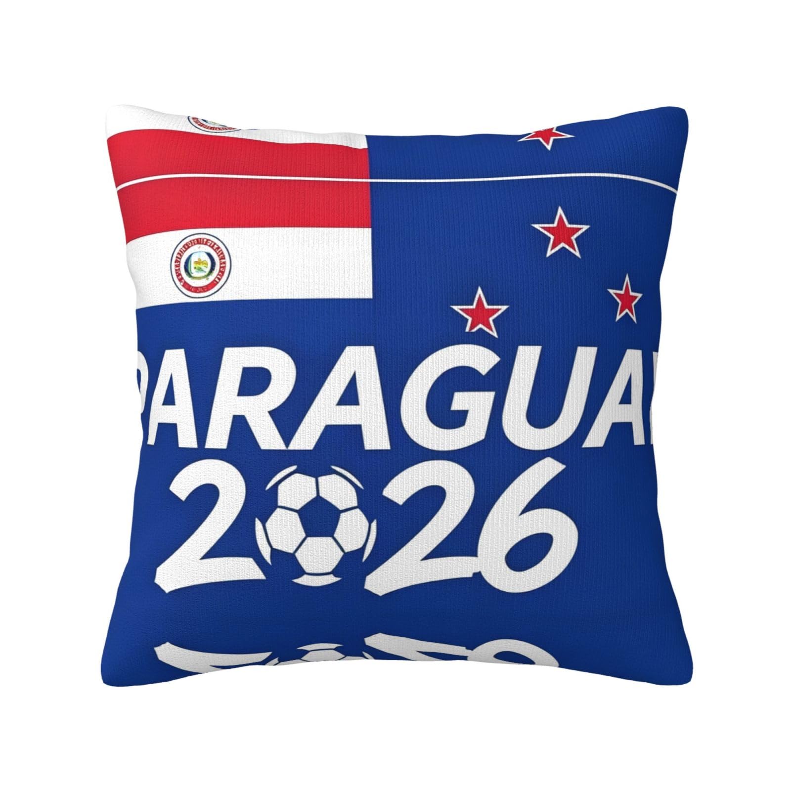 Paraguay-Flag Print Decorative Throw Pillow Covers for Sofa, Outdoor and World Cup Celebrations