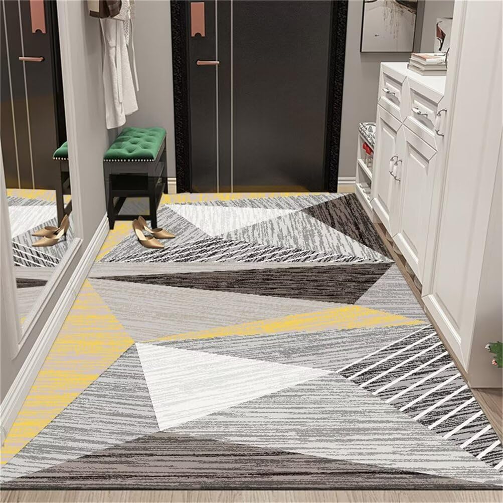 Tapis de salon gris moderne antidérapant 200x250 lavable à motif géométrique