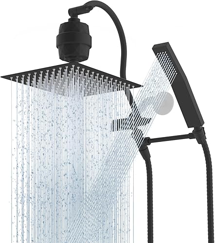 Miniatura 22 de Hibbent All Metal - Combo de Cabezal de Ducha de Lluvia Filtrado de 10 pulgadas, Varita de Ducha de Mano de Alta Presión, Brazo de Extensión Acabado