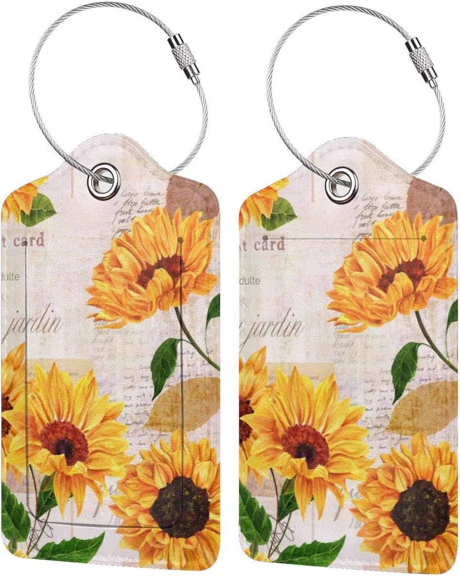 Luggage Tags Yellow Watercolor Sunflowers Cruise Travel ID
