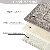 Vista 2 de Tapete de baño de microfibra geométrica sólida, capa de espuma viscoelástica ultrasuave, absorbente de agua, antideslizante, de secado rápido