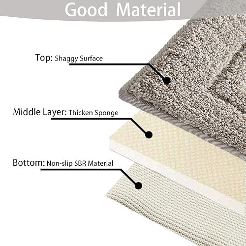 Miniatura 2 de Tapete de baño de microfibra geométrica sólida, capa de espuma viscoelástica ultrasuave, absorbente de agua, antideslizante, de secado rápido,