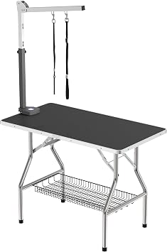 Flying Pig 38 Medium Size Heavy Duty Stainless Steel Frame Foldable Dog Pet Grooming Table (38x22, Black)