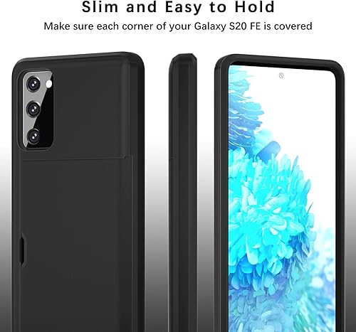 Miniatura 5 de Jiunai Funda para Samsung Galaxy S20 FE, tarjetero para 2 tarjetas CC IDs, bolsillo trasero deslizante, funda protectora de goma de doble capa