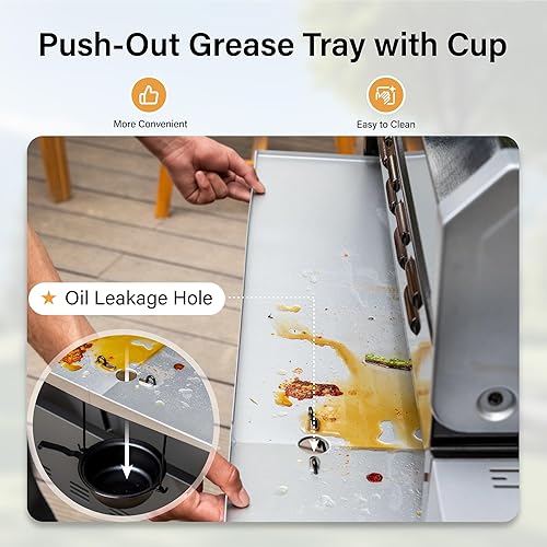 Miniatura 6 de Sophia & William Parrilla de barbacoa de gas propano de 6 quemadores con quemador lateral y rejillas de hierro fundido esmaltado de porcelana, combo