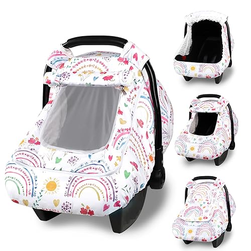 Miniatura 1 de Funda de asiento de automóvil de invierno para bebé con sombrilla y ventanas con doble cremallera, forro de burbujas Minky resistente al viento,