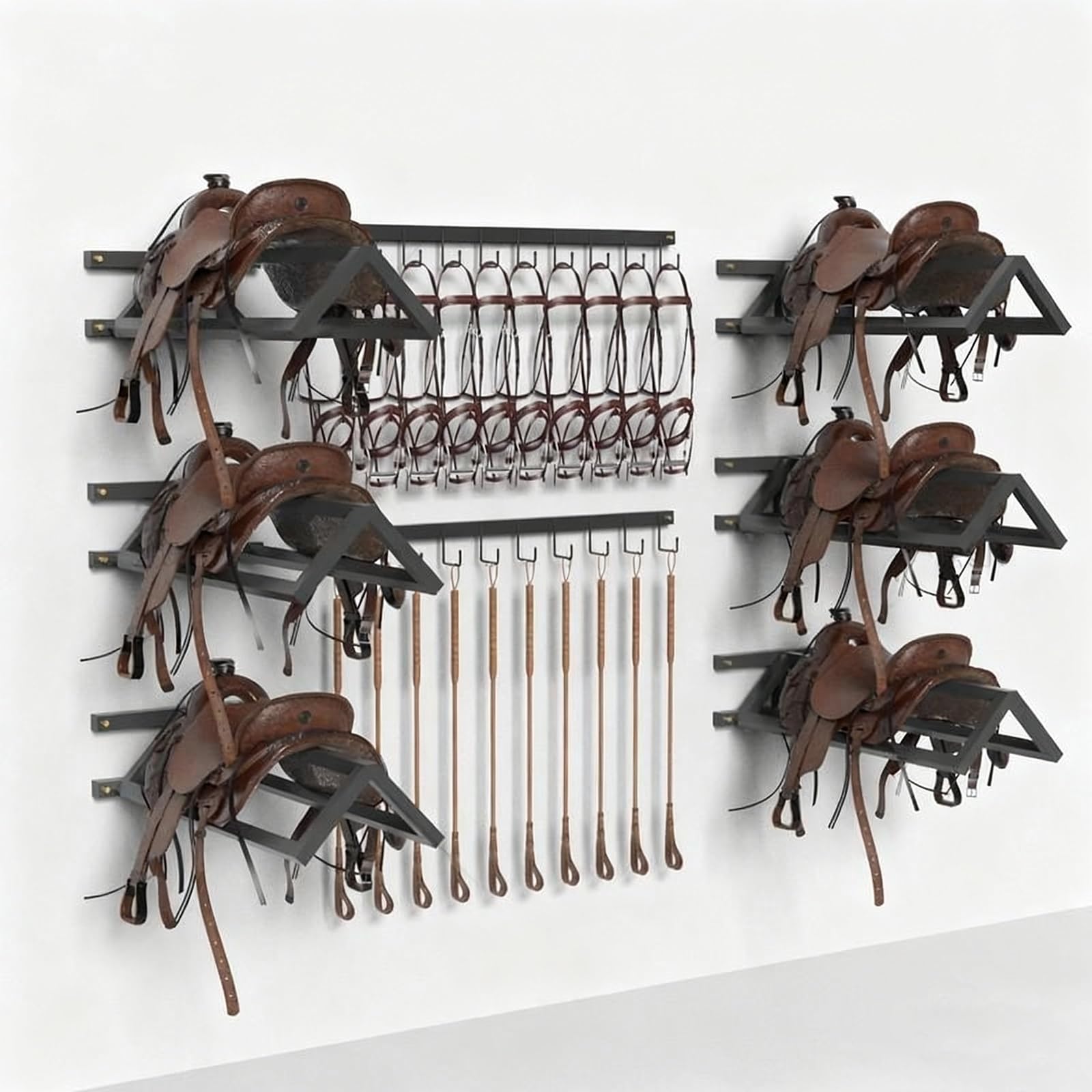 Soporte sillas de montar Soporte De Pared Para Sillas De Montar Inglesas Y Western, Estantes De Acero Para Mantas De Caballo Para Cuartos De Monturas/ Graneros/ Garajes, Negro(1 Pc)