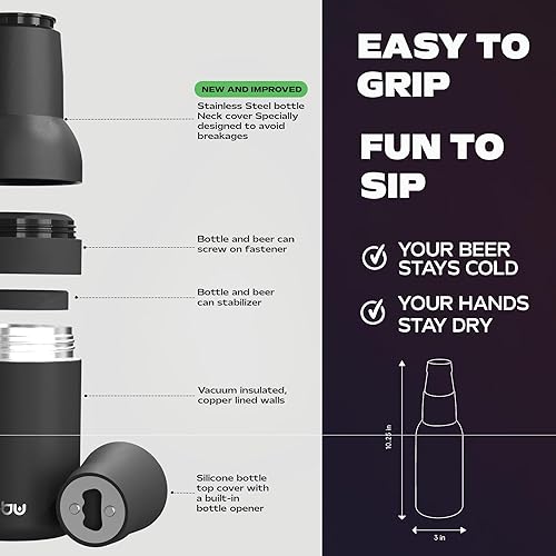 Miniatura 6 de asobu Frosty Beer 2.0 - Enfriador de botellas y latas de cerveza de acero inoxidable totalmente aislado, de 12 onzas, con abrebotellas de cerveza