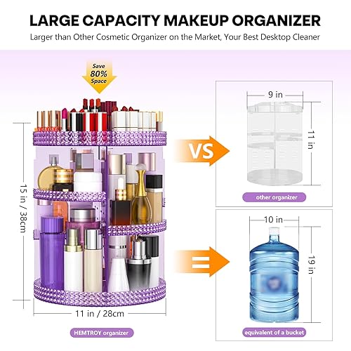 Miniatura 2 de HEMTROY Organizador de maquillaje giratorio de 360 grados, organizador de cosméticos de capacidad extra grande, organizadores de cuidado de la piel