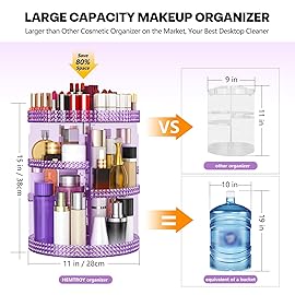 HEMTROY 360 Degree Rotating Makeup Organizer, Extra Large Capacity Cosmetics Organizer, Removable 7 Layers Skincare Organizers, Spinning Perfume Organizer, Dresser Organizer Countertop (Purple)