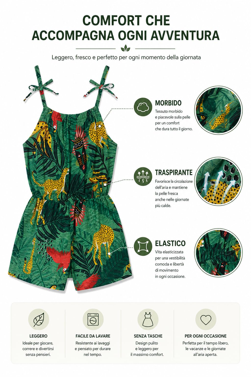 Generico Mayoral Mono Corto Niña Verano Estampado Tropical - Jumpsuit Ligero con Tirantes Ajustables - Mono Elegante Primavera Verano