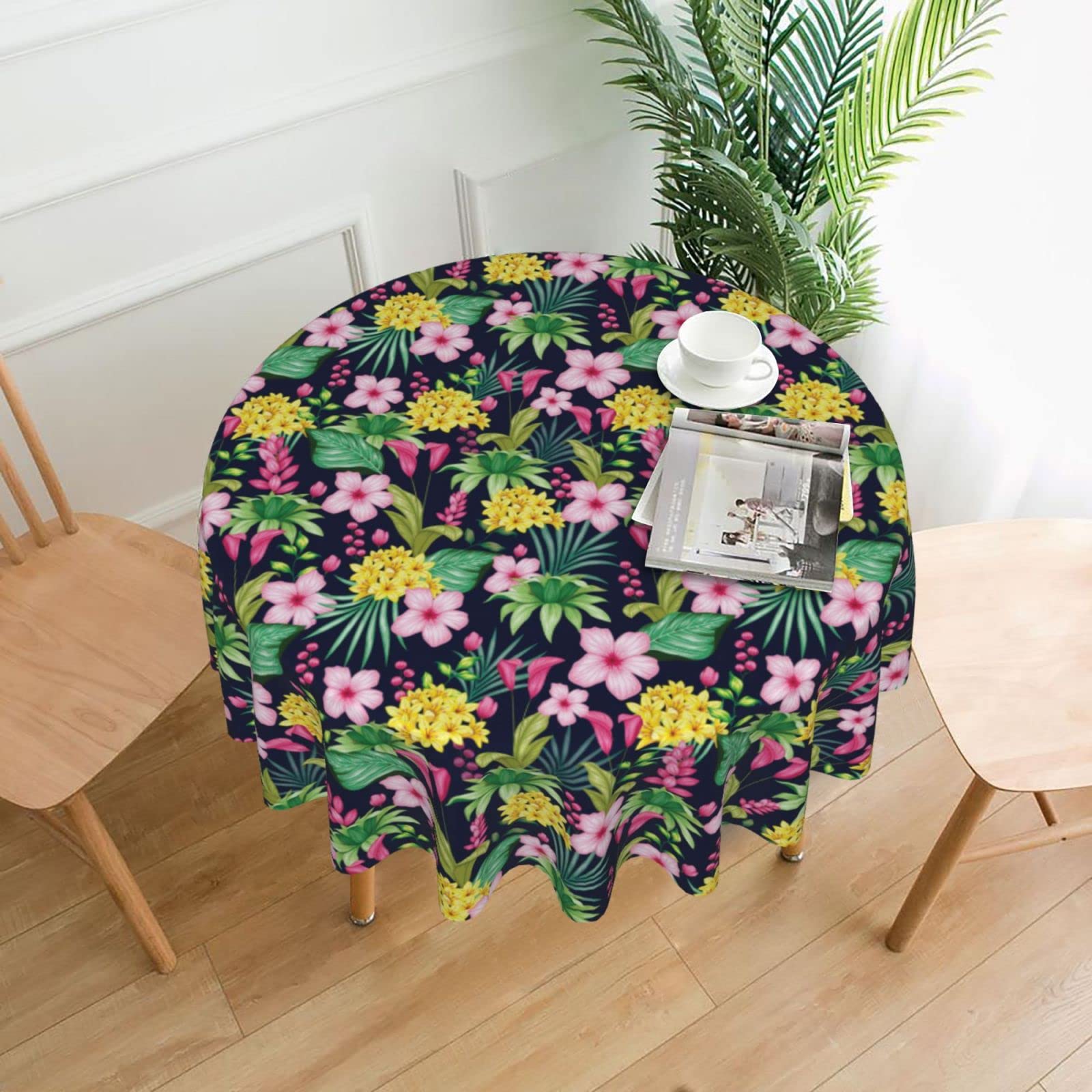 Nappe ronde hawaïenne en polyester de qualité supérieure avec motifs floraux