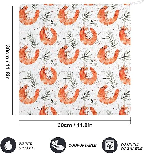 Miniatura 2 de Decorative Hand Towels for Bathroom - Shrimp Leaves Retro Print Soft Absorbent Small Bath Hand Towels for Kitchen, Farmhouse, Spa, Hotel, Guest Tea