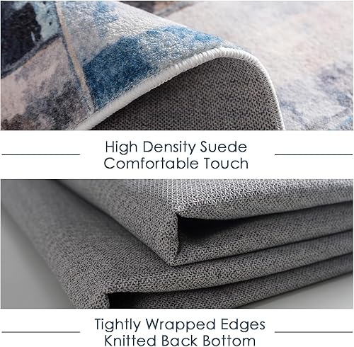 Miniatura 3 de Alfombra a cuadros irregulares de 2 x 3 pies, para sala de estar, dormitorio, cocina, respaldo antideslizante, no se desprende, alfombra suave