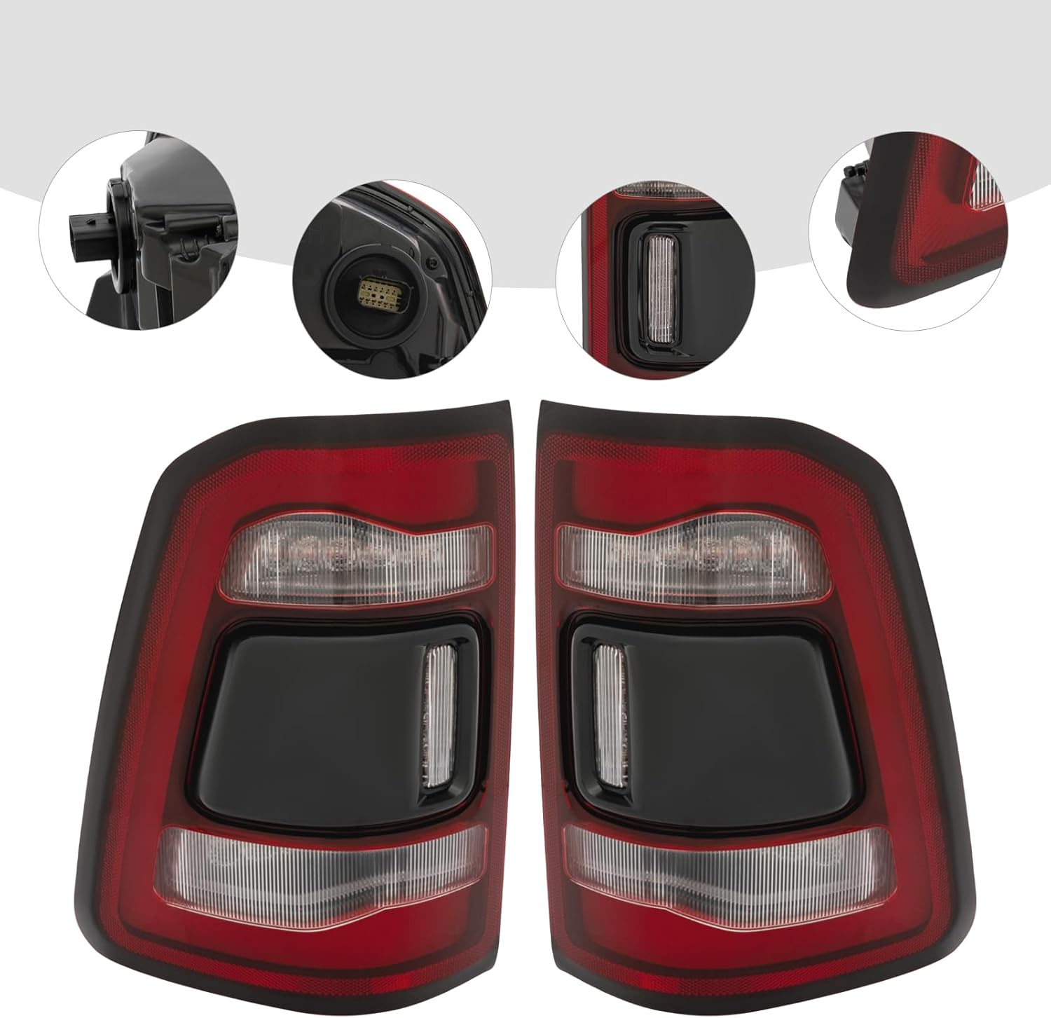 LYNICESHOP For 2019-2022 Ram 1500 LED Tail Light Assembly with Blind Spot, Direct Replacement Pair for OEM 68262532AE & 68262533AH (A pair)