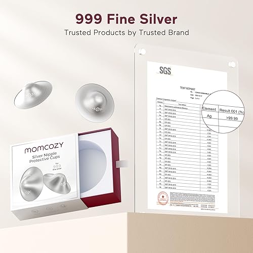 Miniatura 4 de Momcozy Copas de lactancia de plata 999, diseño original perforado transpirable, esencial para lactancia materna, protector de pezón para recién