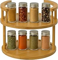 Go Do Shop 2-Tier Wooden Rotating Spice Rack - 360° Lazy Susan Turntable Organizer for Kitchen Countertop & Pantry Storage