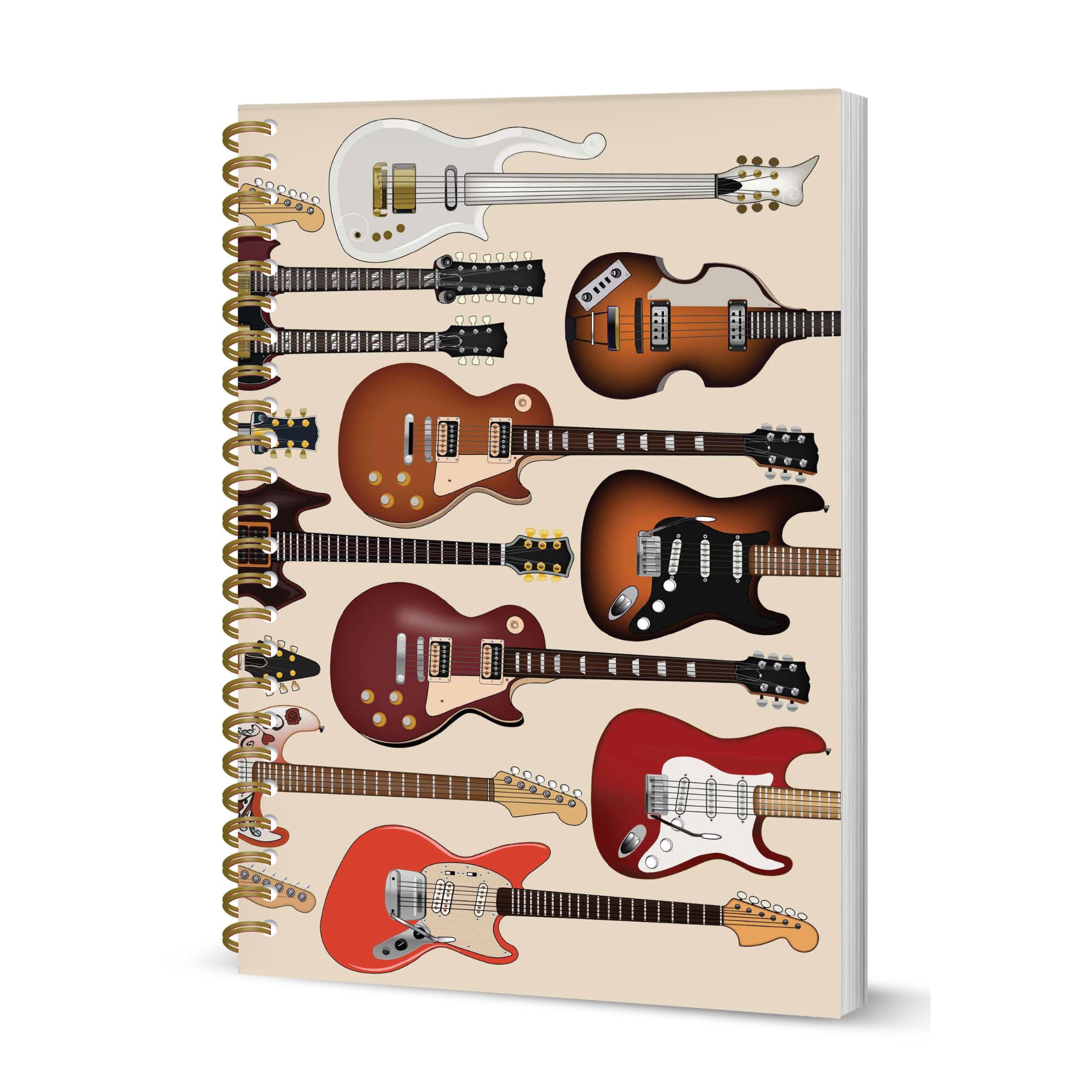 Coach House Partners Guitars Spiral-Bound Notebook, Music Through the Ages Note Book, A5, 200 Pages Lined, Multi-Coloured