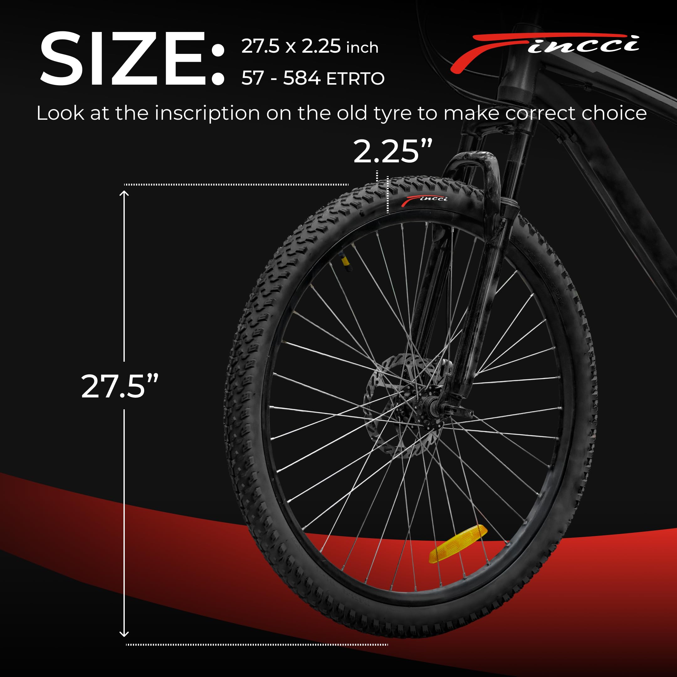 Pneus VTT 27,5 Pouces Fincci - Paire Pliable + 2 Chambres à Air