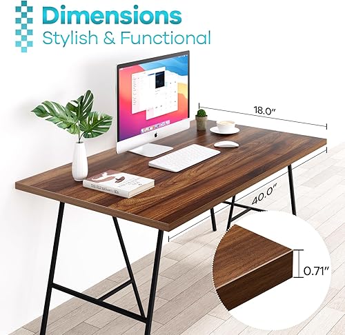Miniatura 120 de Kaboon Mesa universal de 45.67 x 23.62 pulgadas, escritorio sólido de una pieza, encimera de melamina reversible, escritorios dobles, escritorio en