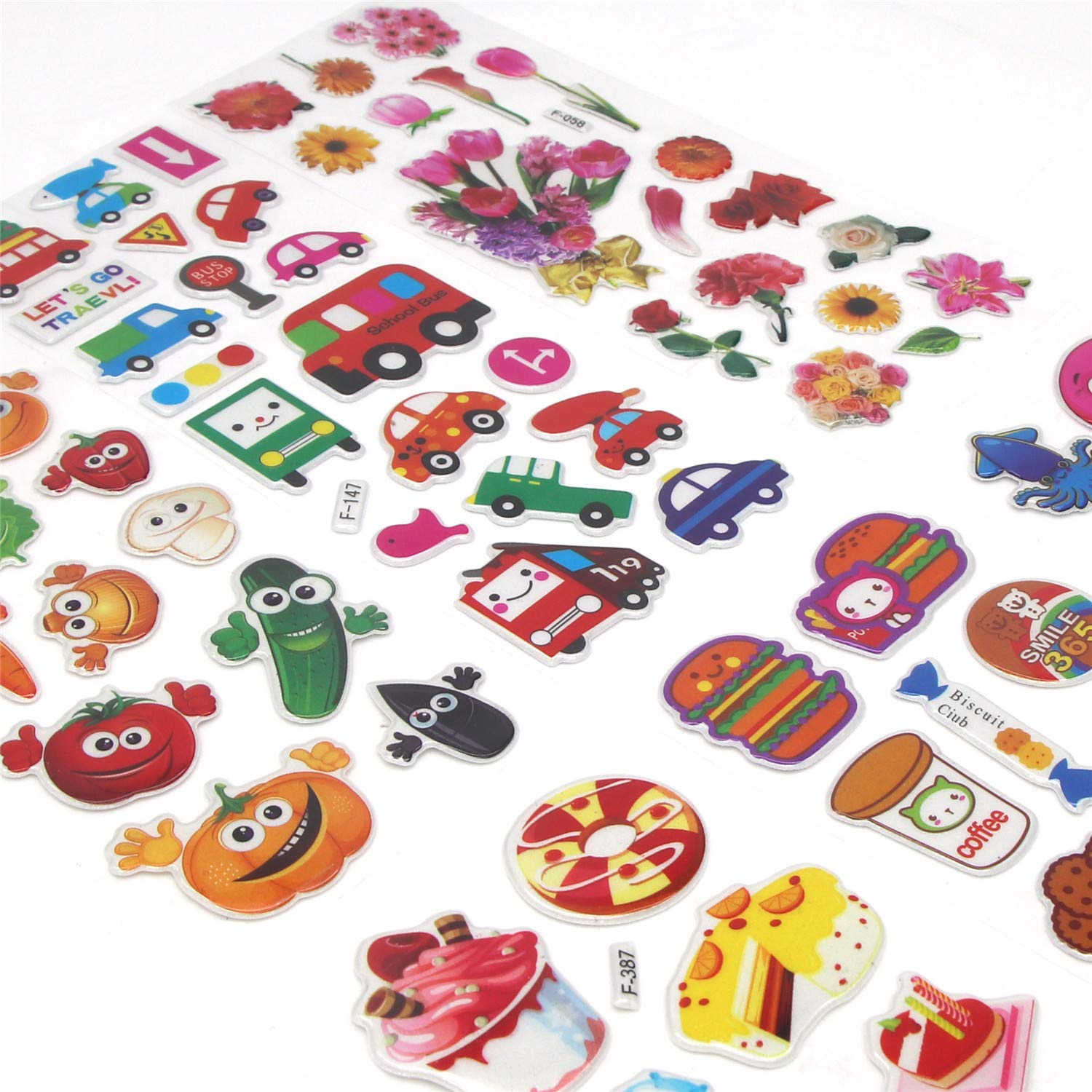 1000 Pegatinas Puffy 3D Para Niños - Hojas A Granel Con Animales, Estrellas, Peces, Corazones Y