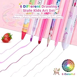 72PCS Fruit Scented Markers Set - Art Coloring Drawing Kits for Kids with Axolotl Pencil Case, Art Supplies for Kids Ages 4 6 8,Stationary Set Pencil,Crayon&Markers Stuff,Birthday Gifts Toys for Girls