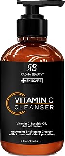 Radha Beauty Vitamin C Facial Cleanser, 4 fl. oz - Daily Facial Cleanser for Dry & Sensitive Skin, Herbal Infusion.