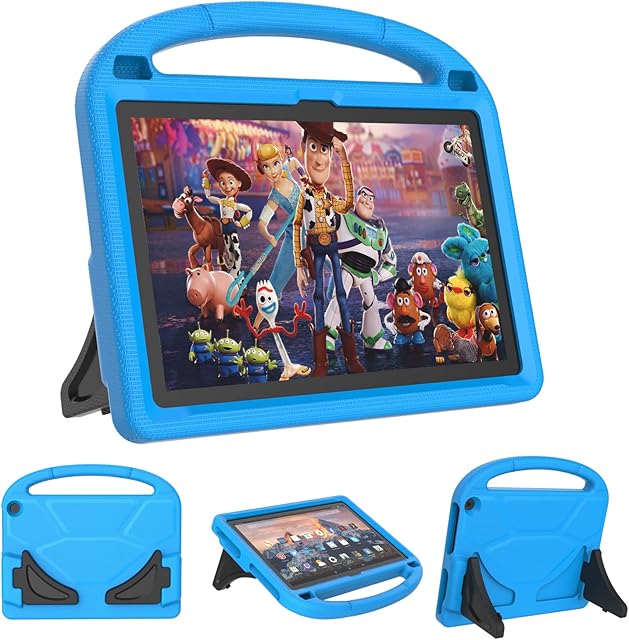 Fire HD 10 & Fire HD 10 Plus Tablet Case for Kids(11th Generation, 2021 Release) - Mansiruyi Lightweight Shockproof Cover with Stand for Kindle Fire HD 10 Kids Tablet & Kids Pro Tablet - Blue