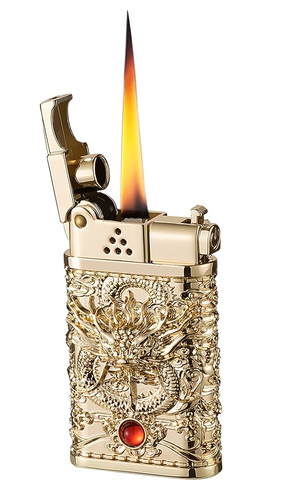 Windproof Carving Dragon Lighter Gold (Fuel not Include