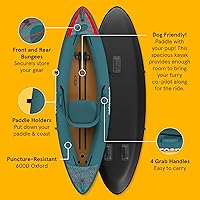 Vista 2 de Retrospec Coaster Kayak inflable individual y tándem para adultos, capacidad de peso de 220 y 440 lb, liviano con remo y bomba