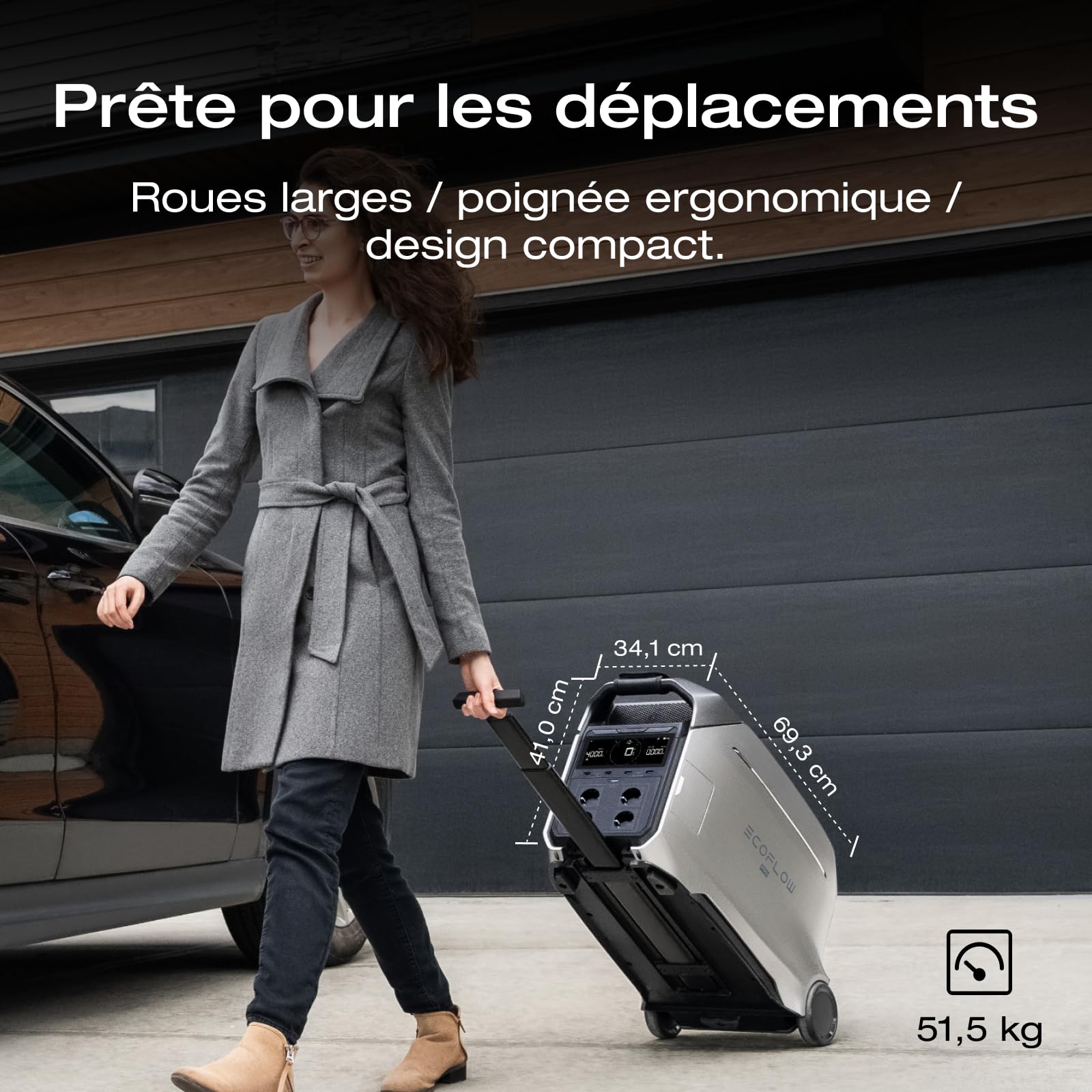 Station électrique portable EF ECOFLOW DELTA Pro 3, batterie LFP 4 096 Wh, extensible à 12 kWh, sortie CA 230 V 4 000 W, générateur solaire pour usage domestique, camping, urgences, camping-cars