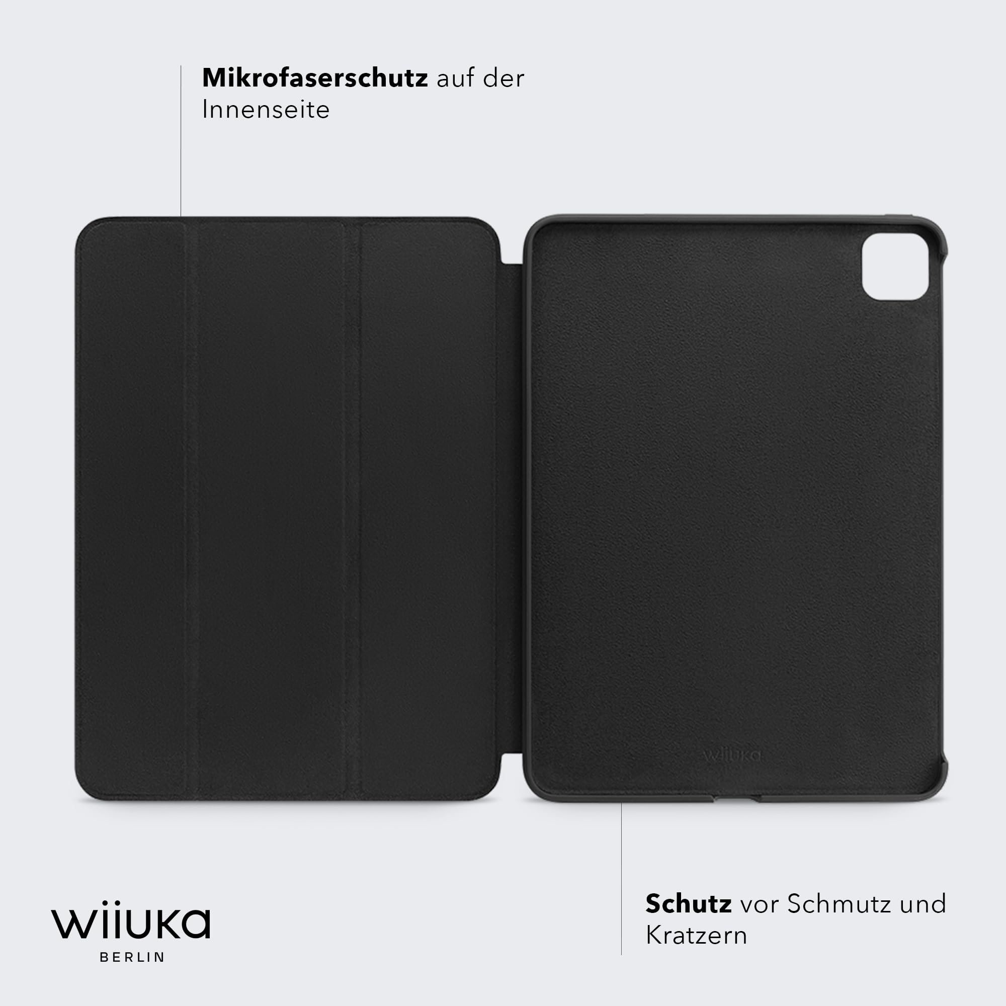 WIIUKA Etui do iPada Pro 11" (2023-2018), skóra niemiecka, etui skórzane, bardzo cienkie, Premium Smart Cover Case, czarne