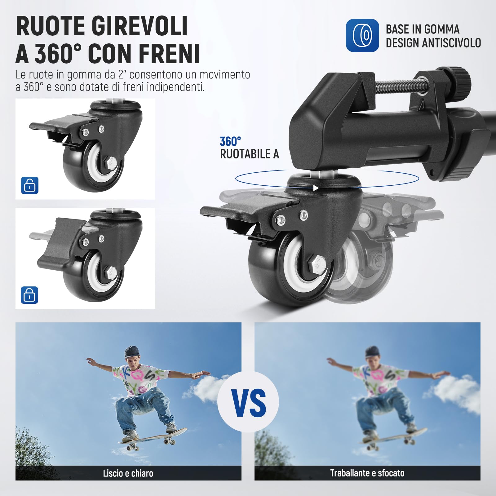 Neewer Dolly Carrello Base di Treppiede con Ruote in Gomma e Montatura Regolabile di Gambe per Fotocamera DSLR e Videocamera Canon Nikon Sony