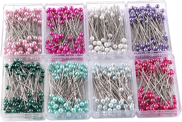 BOBOZHONG Pearl Head Pins,800Pcs Sewing Pins with Coloured Heads,Sewing Pins Pearl Headed Corsage Pins for Jewelry Making Earring Bracelet Flower Decoration,8 Colors,1.57inch