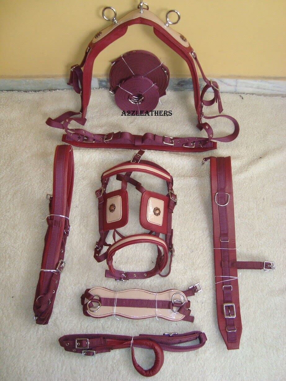 Synthetisches Patent Nylon Pferd Driving Harness mit Designer-Zaumzeug Cherry/Beige