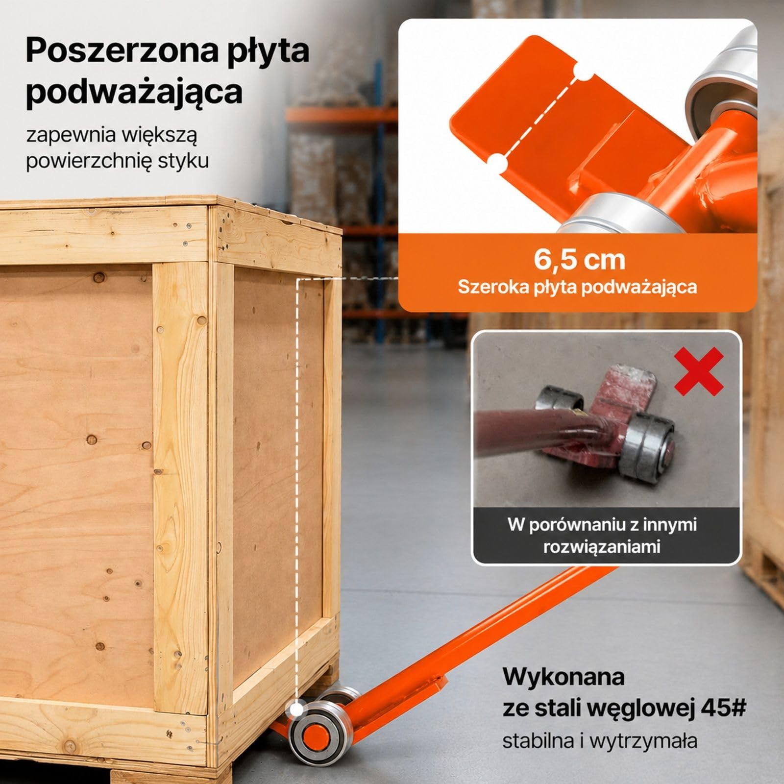 Podnośnik meblowy z rolkami ze stali węglowej i rękawicami do transportu ciężkich mebli, przedmiotów oraz bloków betonowych