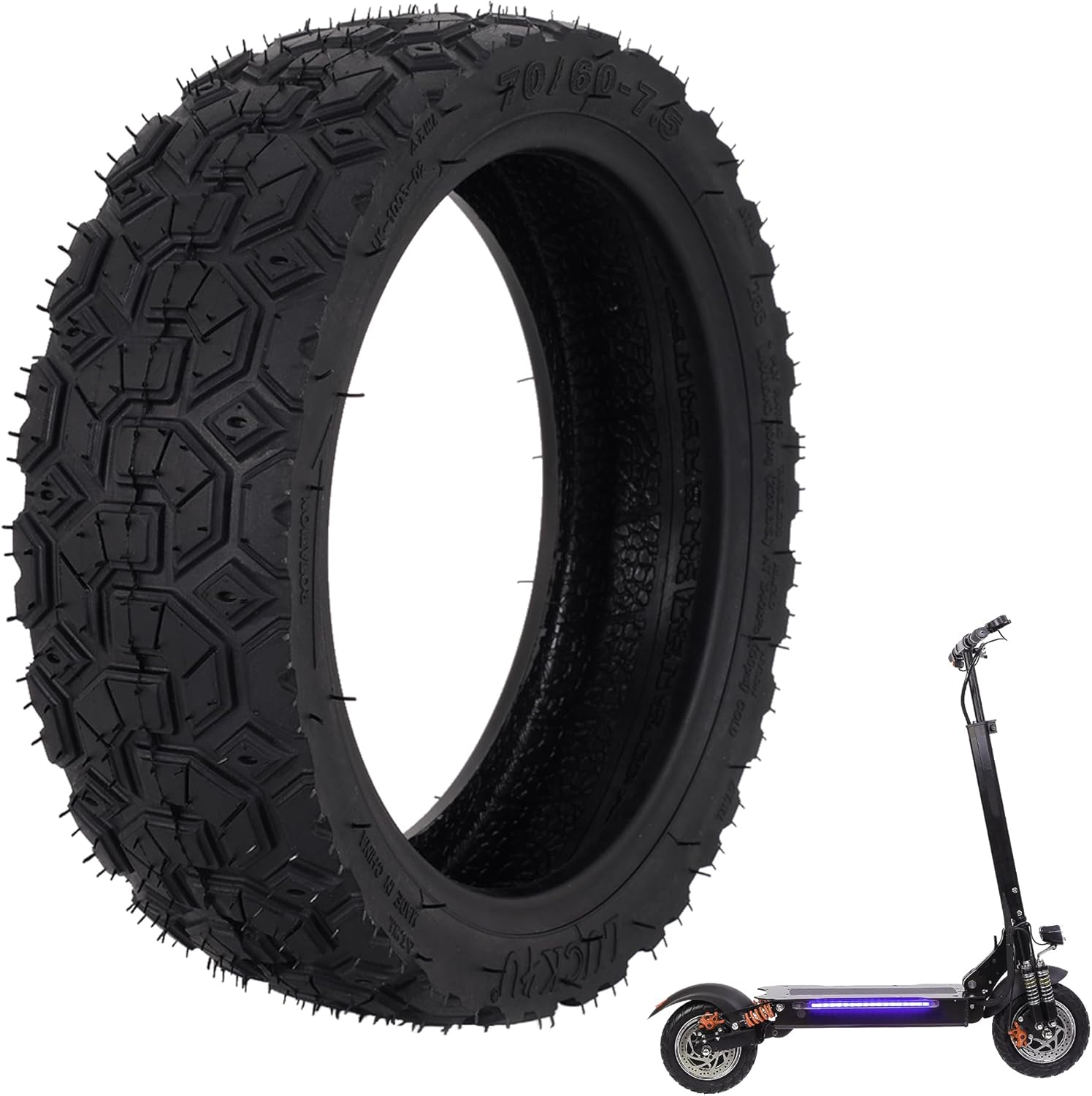JIAYAN 70/60-7.5 Tubeless Tire Compatible with Segway Ninebot ZT3 Pro/MAX G3 11" All-Road Rubber Tyre, Explosion-Proof Replacement for Front & Rear Wheel Accessories- 1Pack
