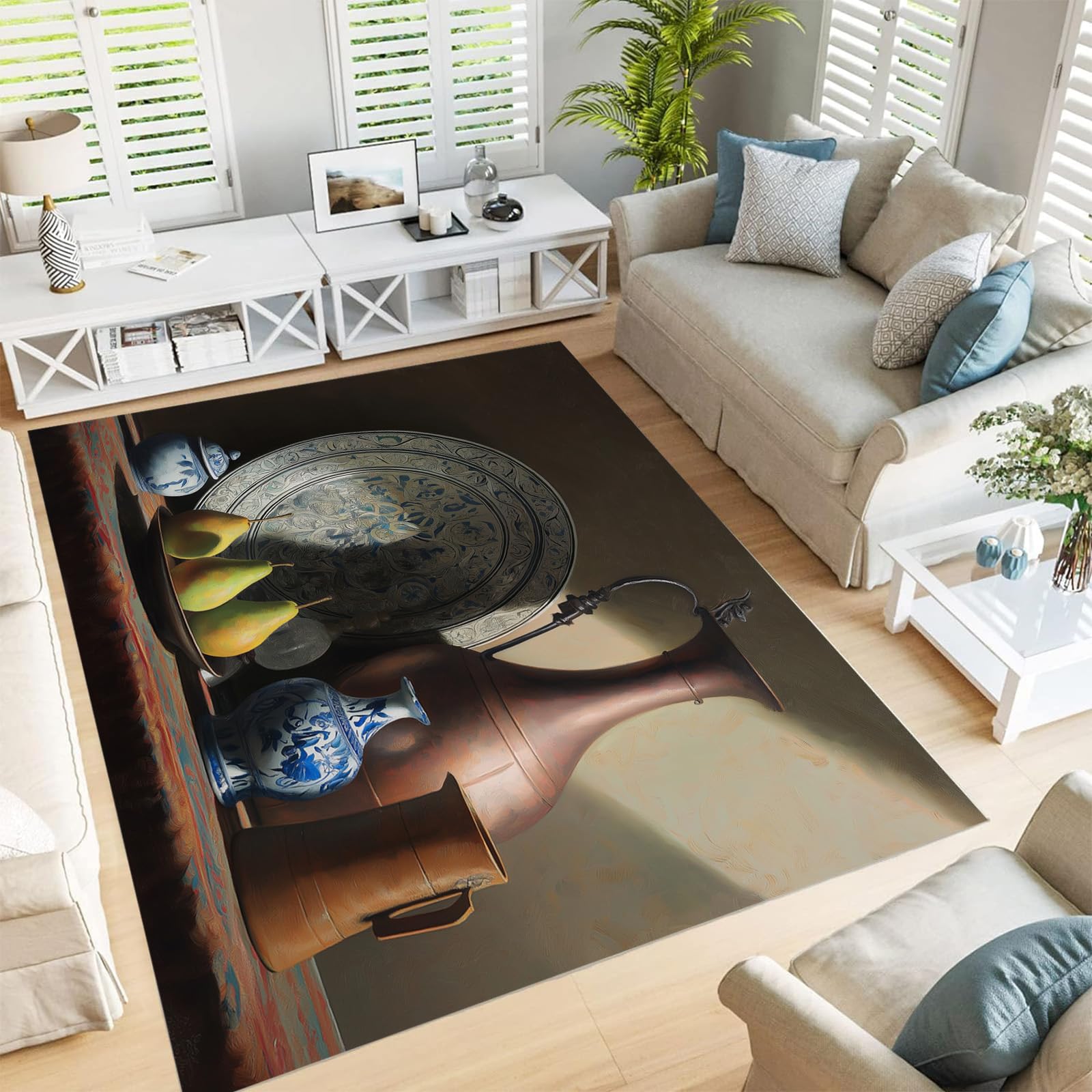 Grand tapis antidérapant et lavable à poils courts pour un intérieur propre