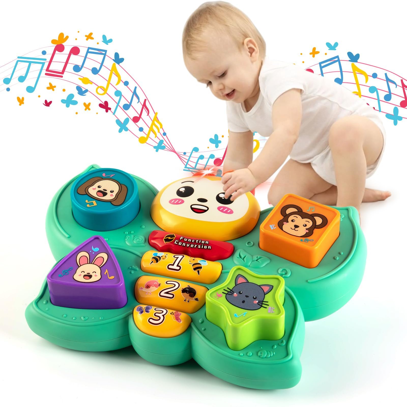 Felly Musical Toys 6 to 18 Months, Baby Sensory Toy with Lights & Sounds, Interactive Early Development Activity Toys, Learning Tummy Time Toys for Boys, Girls, and Toddlers