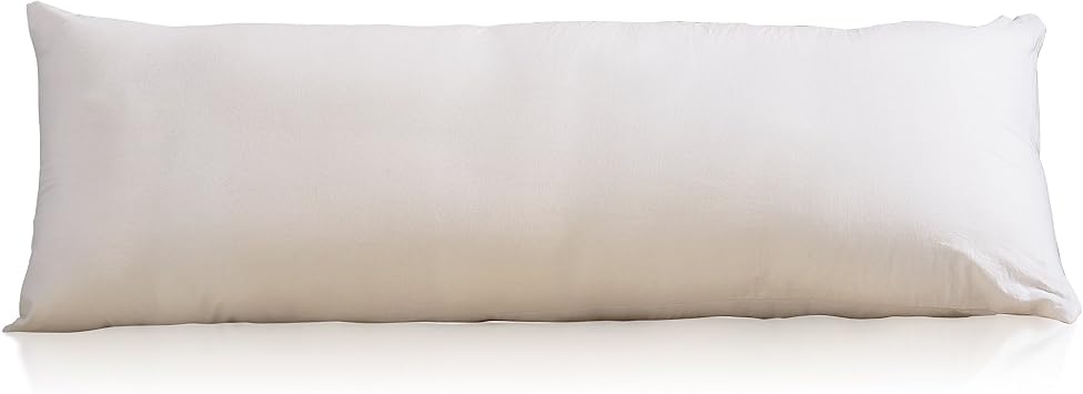 EVOLIVE 100% Cotton Body Pillow Cover 21"x54", Zipper Closure Cream | Pre-washed yarn-dyed 100% cotton offers breathable comfort with a smooth zipper closure and is machine washable.