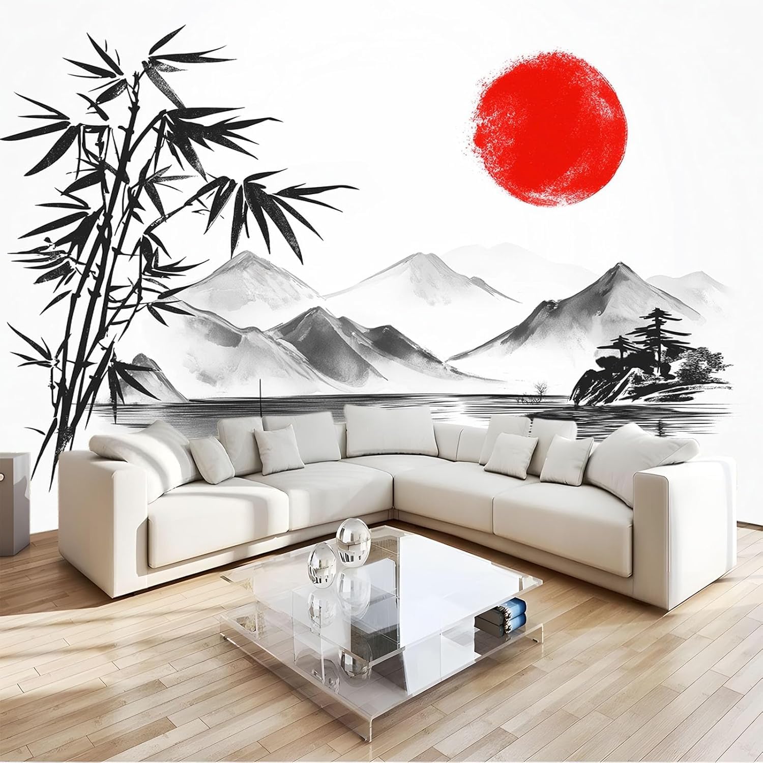 Papier peint panoramique pour agrandir une chambre avec fresque 3D