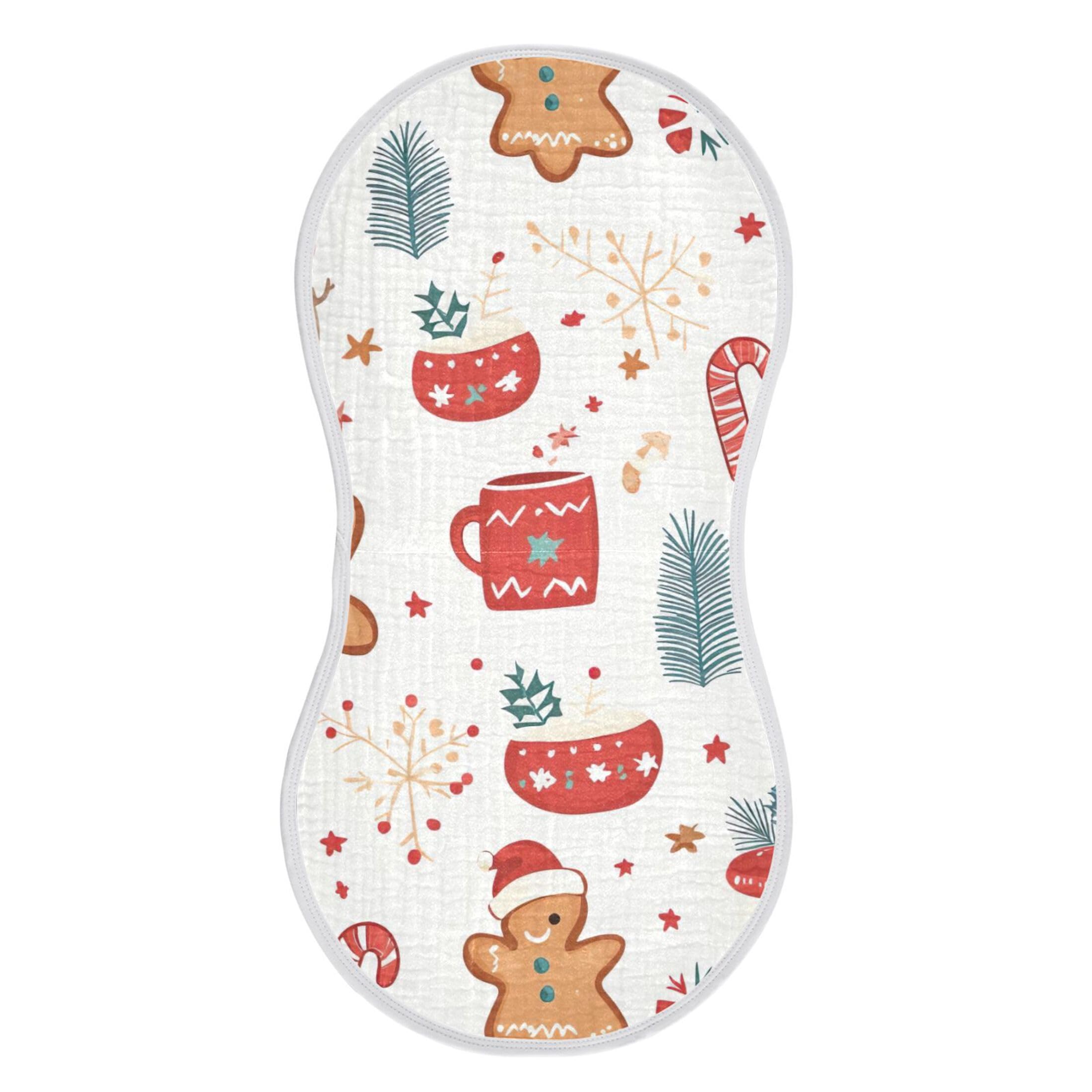 Fuauuyl Men's Cute Christmas Muslin Baby Burp Cloths 2 Pack, Absorbent Soft Cotton Burping Rags For Newborn Boys Girls