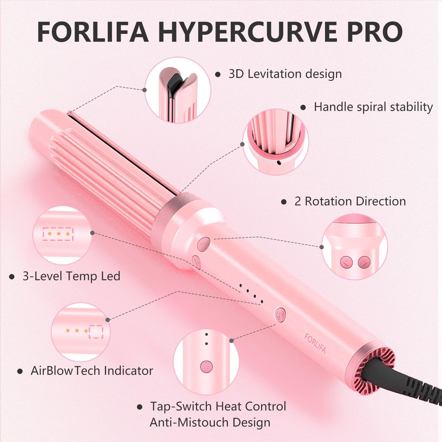 Pro 3-in-1 Auto Curling & Straightening Iron with AirBlow Tech for 72h Hold, Curling Wand with1.1billion Negative Ions, Triple Hair Protect & Burn-Free, Auto Shut-Off, Tangle-Free, HyperCurve - Image 9